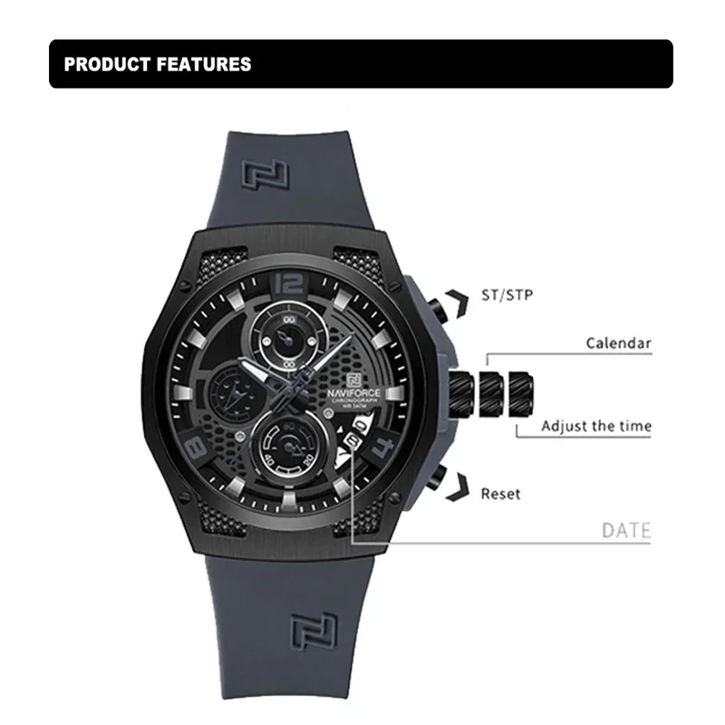 NAVIFORCE NF8051T  Luxury Desi - огляд і ціна Silicone Sport Band