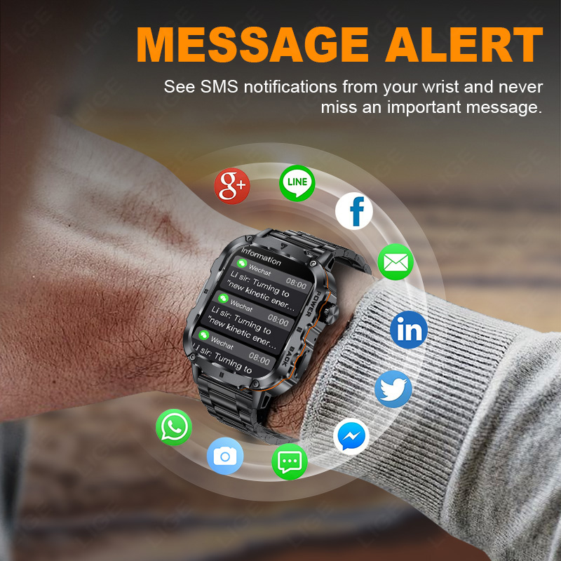 LIGE 2025 Rugged Military Smar - огляд і ціна Smartwatch Rugged Watches For Men
