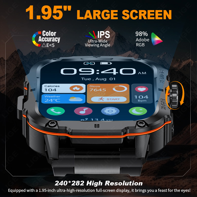 LIGE 2025 Rugged Military Smar - огляд і ціна Smartwatch Rugged Watches For Men
