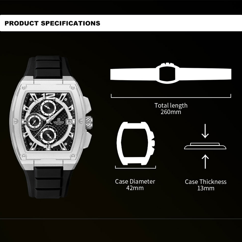 NAVIFORCE Men's Waterproof Lux - огляд і ціна Silicone Sport Band