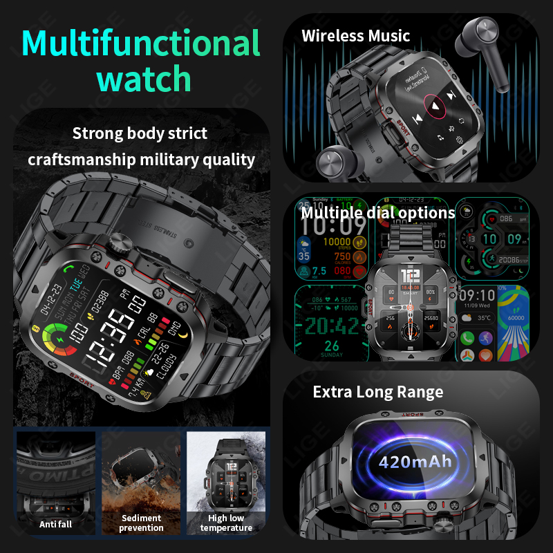 2026 Rugged Military Fitness S - огляд і ціна Smartwatch Rugged Watches For Men