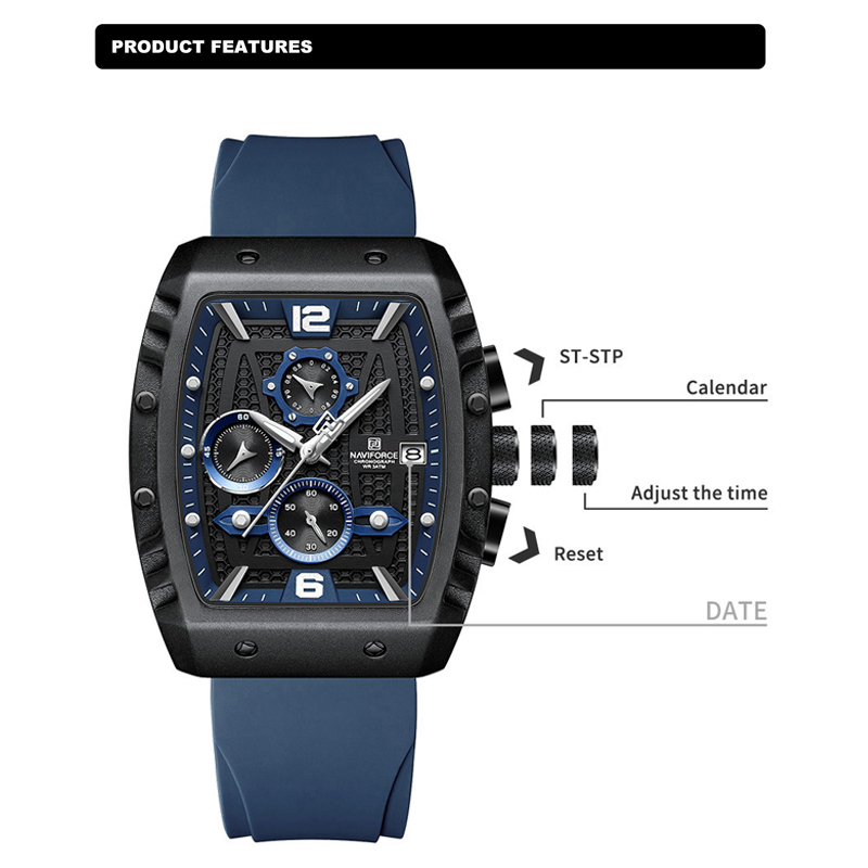 NAVIFORCE Men's Luxury Watch W - огляд і ціна Silicone Sport Band